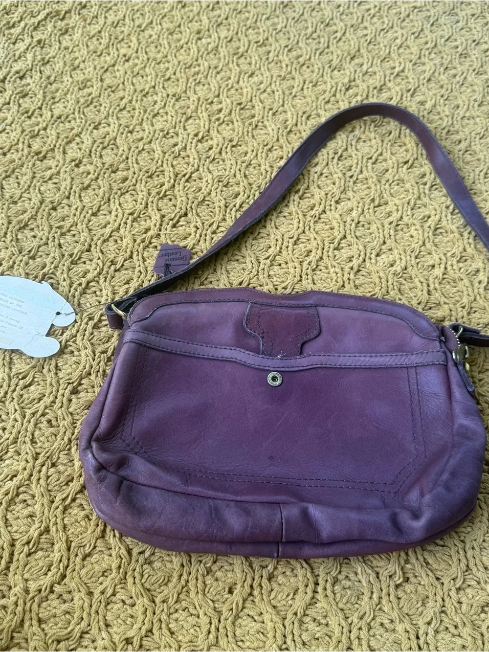 Viva of California New Vintage‎ 80s Purple Leather Crossbody Purse Bag Festival